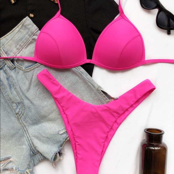 🆕Hot Pink Shell Top Bathing Suit Bikini Set - Picture 3 of 3